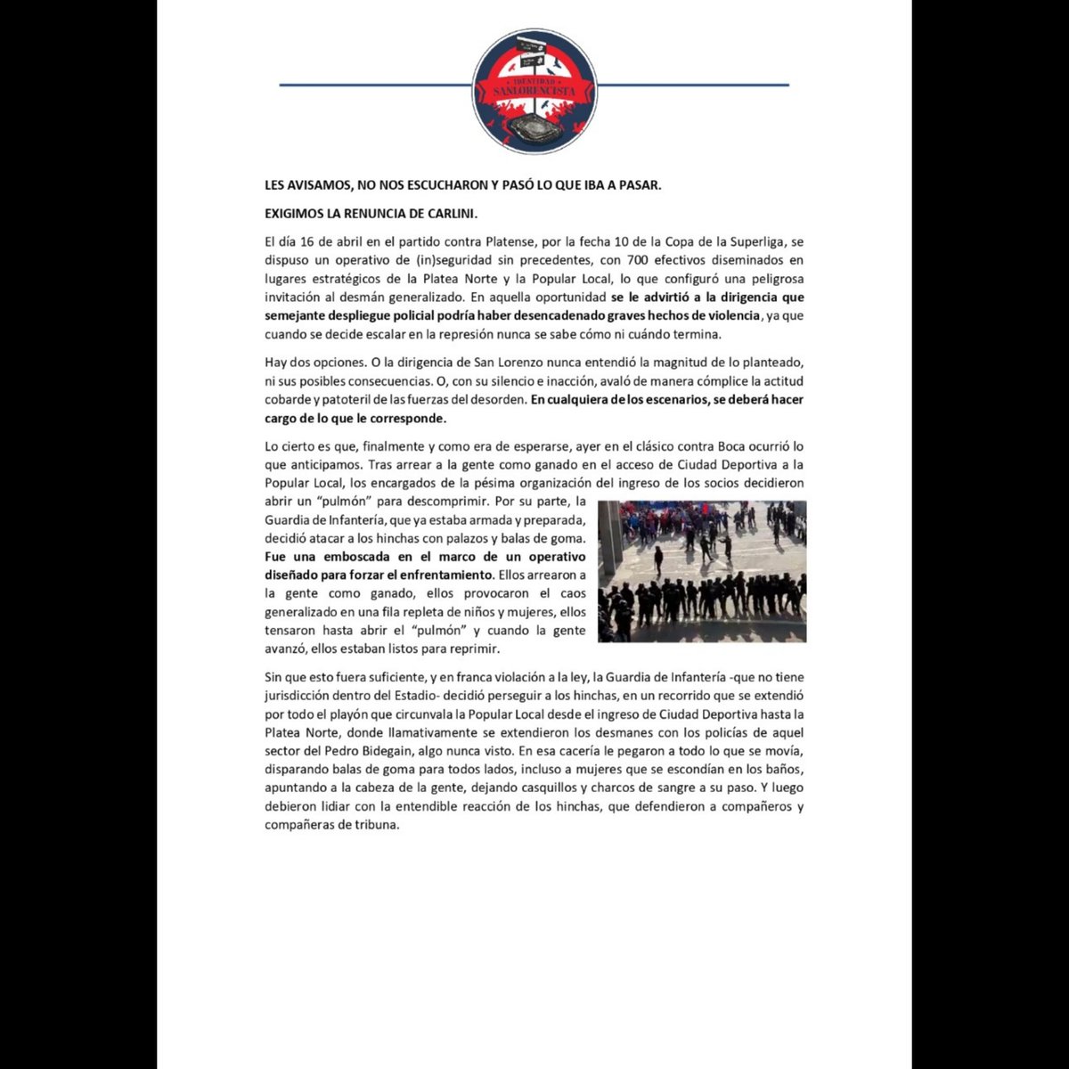 Identidad SanLorencista tweet media