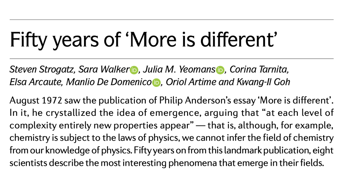 Fifty years of `More is Different' Online access to this publication is available at rdcu.be/cQWT9