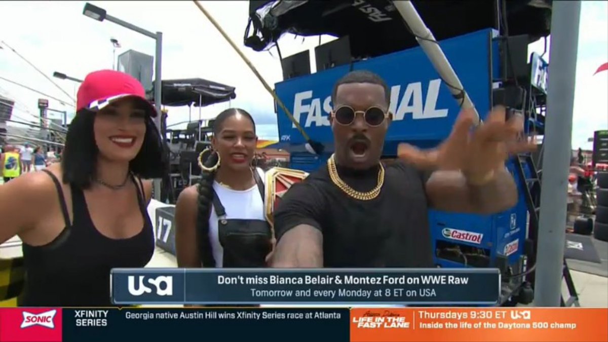 RT @TimmyBuddy: Nikki Bella, Bianca Belair & Montez Ford at the #NASCAR Cup race today in Atlanta. https://t.co/mE9Jw1RnJG