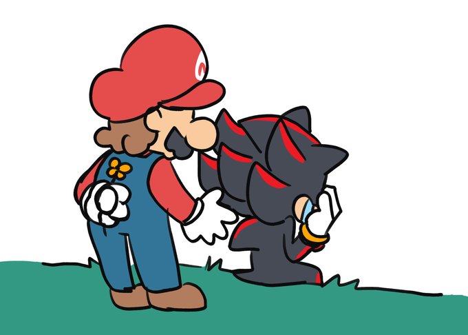 Mario comforts Shadow the Hegehog.. 