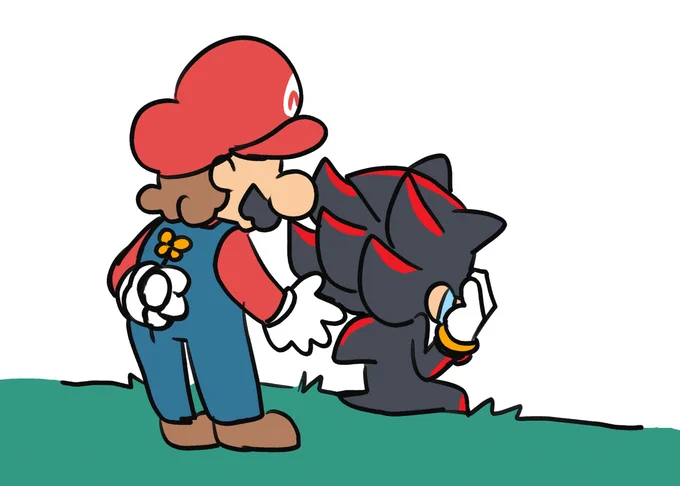 Mario comforts Shadow the Hegehog.. 