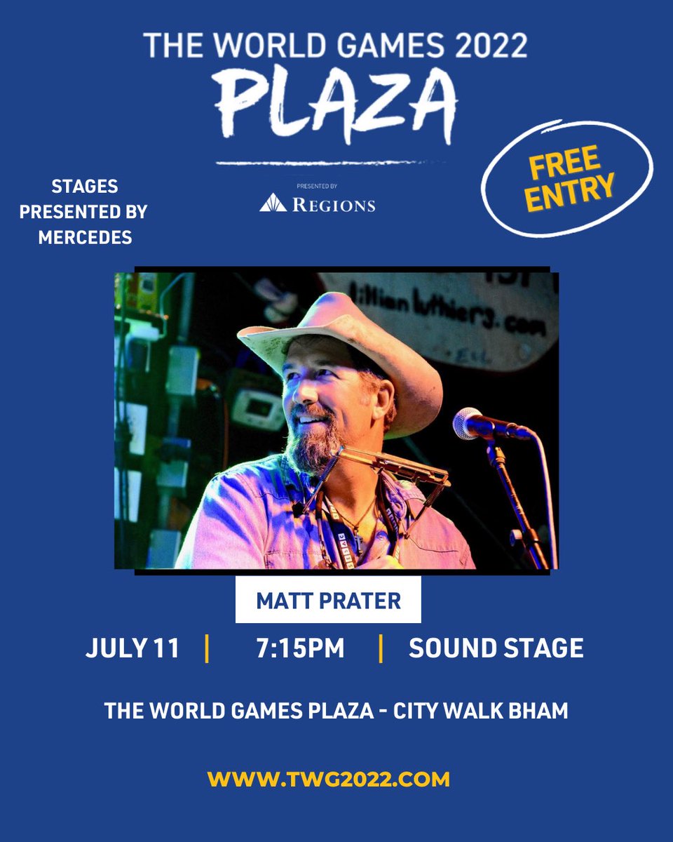 This Monday 7:15 #WorldGames2022 #Alabamamusic #MattPratermusic #countrymusic