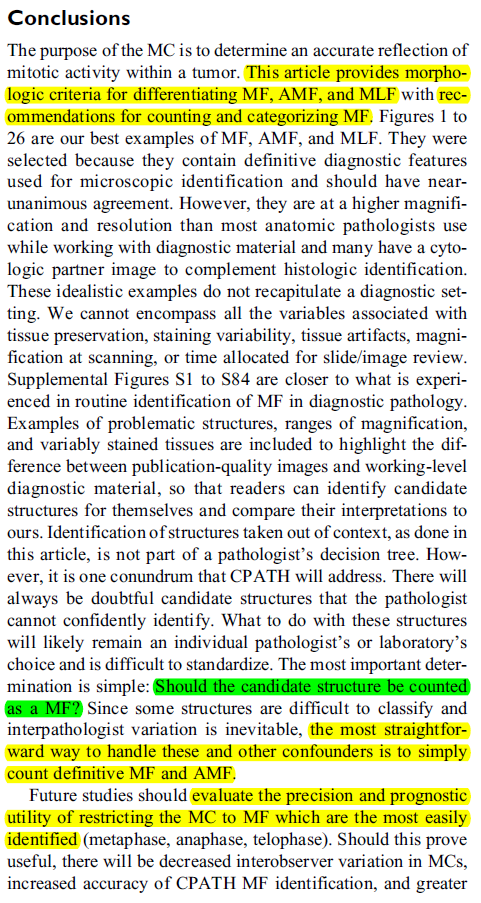 <a href="/Path_Matt/">Matthew Cecchini MD PhD FRCPC</a> <a href="/smlungpathguy/">Sanjay Mukhopadhyay</a> A must read article on this topic: "Mitotic Figures-Normal, Atypical, and Imposters: A Guide to Identification" This article provides morphologic criteria for mitosis identification and for distinguishing  from atypical mitosis and mitotic-like figures. pubmed.ncbi.nlm.nih.gov/33371818/