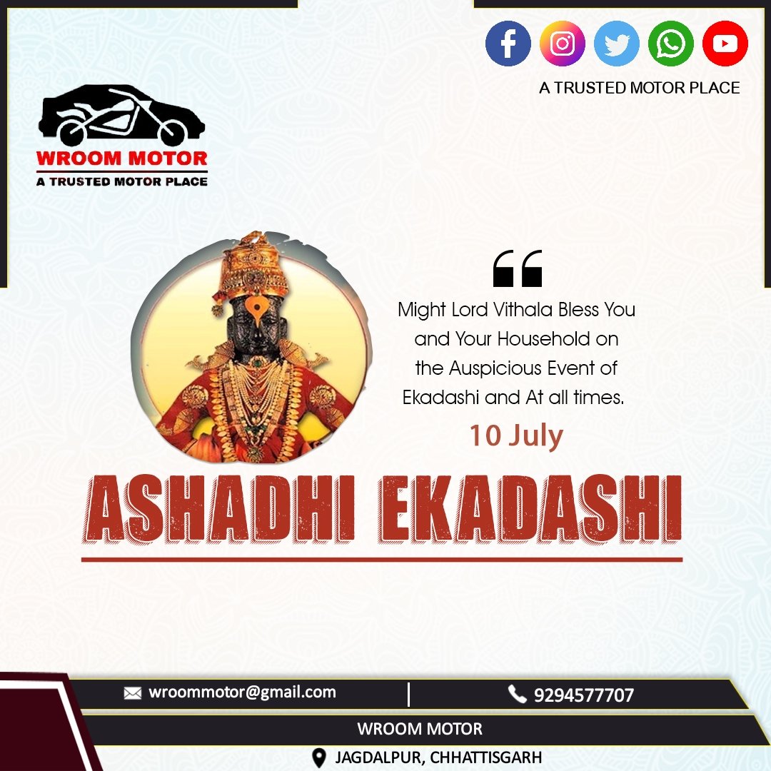 WroomMotor's tweet photo. Might lord Vishala blessed you and your household on the suspicious event of #AshadhiEkadashi and at all times.
#Wroom #WroomMotor #9294577707 https://t.co/OsauvJ2LLS