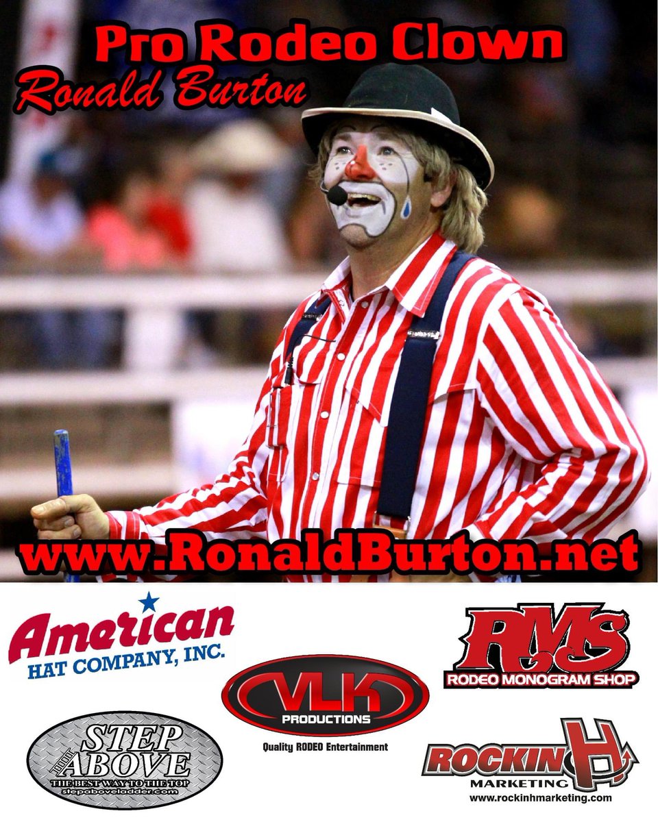 WahooPRCARodeo's tweet photo. We're excited to have Ronald Burton Rodeo Clown back in Wahoo, Nebraska! 🤡

Ronald, a native of Philadelphia, MS, has been entertaining rodeo fans for over 20 years. https://t.co/eNTSyjL2Z5