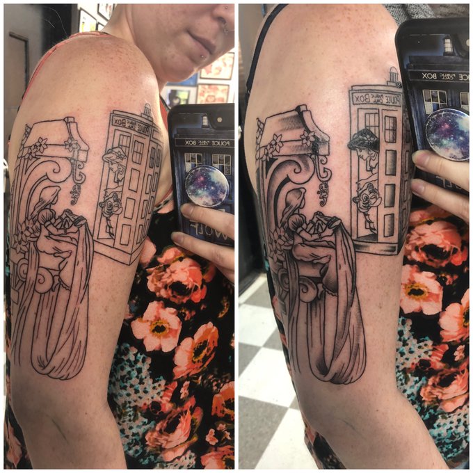 My sleeve so far! Can&rsquo;t wait to get it finished 🥰  #sleeve #tattoo #tatted #INKED #inkedgirl #disney<a href="/tag/disney"class="tags"><span>#disney</span></a><a href="/tag/tattoo"class="tags"><span>#tattoo</span></a><a href="/tag/inked"class="tags"><span>#inked</span></a><a href="/tag/inkedgirl"class="tags"><span>#inkedgirl</span></a><a href="/tag/sleeve"class="tags"><span>#sleeve</span></a><a href="/tag/doctorwho"class="tags"><span>#doctorwho</span></a>