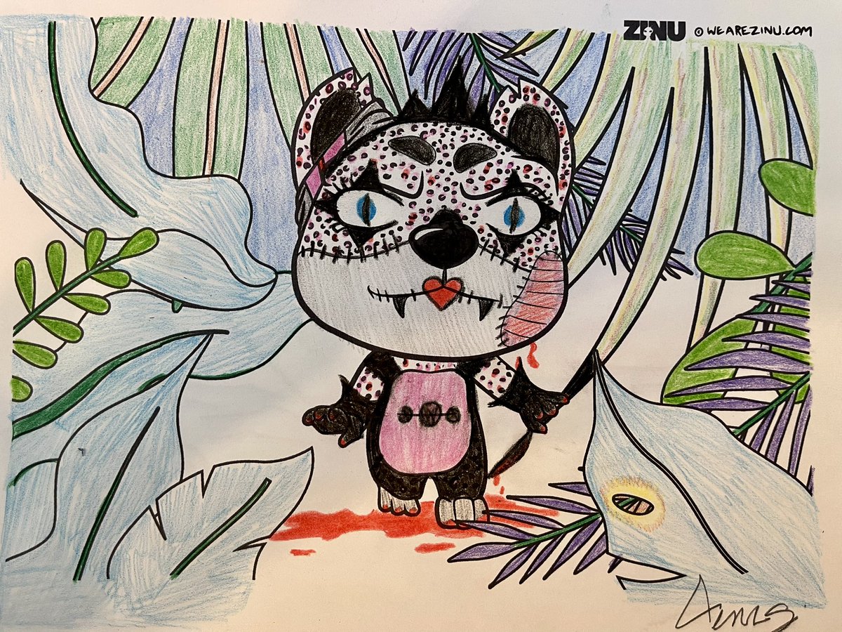 BigStateofMind's tweet photo. @Jennzfurious had fun coloring in the #ZINUSummerColor coloring book. She doesn’t quite get the whole #NFTCommunity thing but hopefully she comes around! #ZombieMob #ZMSS #D3N https://t.co/WJa6c5oO5A