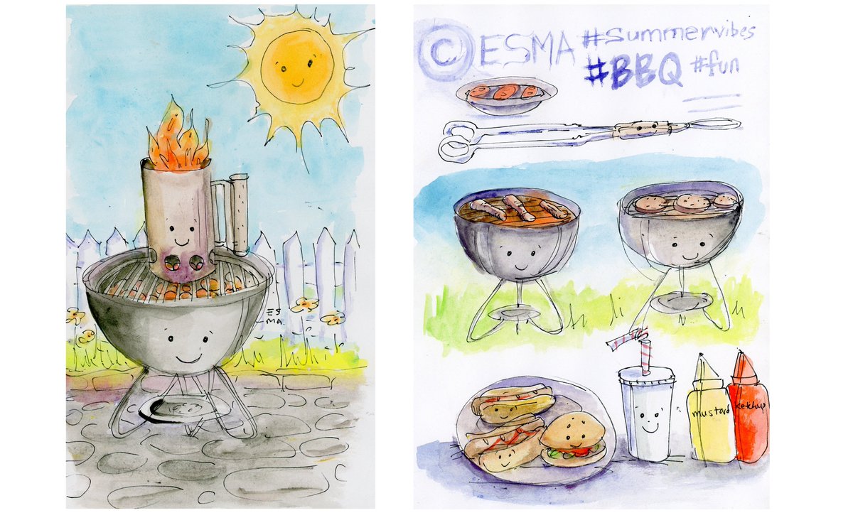 EmilyStMarie's tweet photo. Happy Sunday grill, this time in Holbein color! So much more fun in color, I love the difference it makes. Have a great night, everyone! 😻💥✨
#Sketchbook #watercolors https://t.co/HycdA7gauM