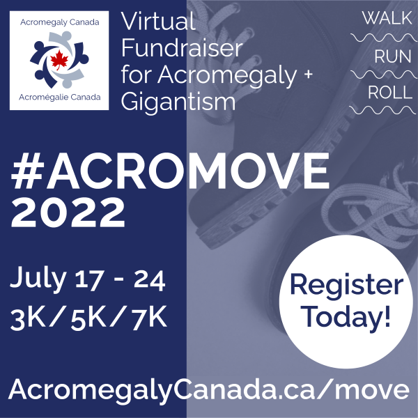 AcromegalyCAN's tweet photo. Registration closes this Friday for our #ACROMOVE virtual fundraiser! 🚶‍♀️🏃👨‍🦽🛴🚴‍♂️🚣🏊

Your participation will help #acromegaly and #gigantism awareness &amp; advocacy efforts.

Details &amp; registration: https://t.co/UtU4uDjl6g

Donations: https://t.co/nqE48ZpnRP https://t.co/CPqAVPW5PF
