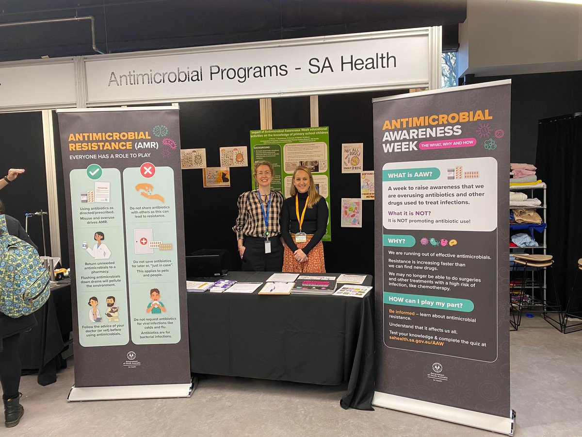 nadinehillock's tweet photo. So proud of our team - exhibiting today at the #SASTA expo in Adelaide, encouraging teachers to focus on this important topic. Learning about antimicrobial resistance should start in early in life  #AMR #antibioticresistance @SAHealth @SAScience #OneHealth https://t.co/sobcdKqFFJ https://t.co/syFDAP03kX