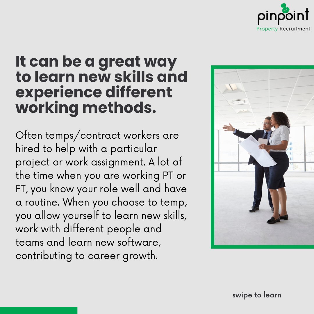 Pinpointcareers's tweet photo. Benefits of temping and contracting. 
Even though we are seeing a healthy job market, it's important to stay true to your values and what you want out of your career.  See our top 4 benefits of temping and contracting below. 
.
.
#temporaryjobs #contractjobs #FM #FMrecruitment https://t.co/SQrpMeSJmO