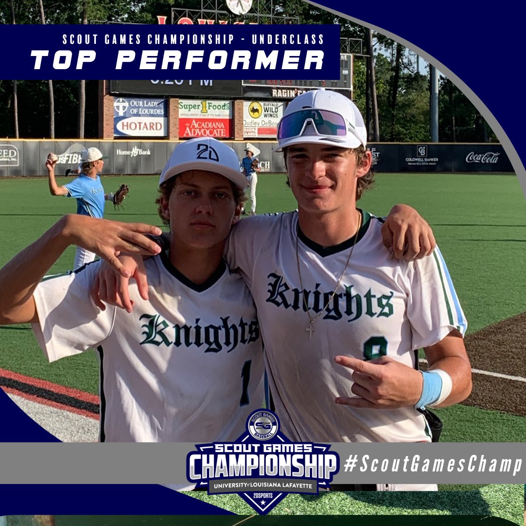 ⭐️TOP PERFORMER⭐️

(L)Drake Pousson: 2IP, 1K
(R)Sam Procell: 1RBI

Summer Team: <a href="/knightknation4L/">Knights Knation #4L</a> 

<a href="/ScoutGamesBSB/">Scout Games Baseball</a> 
#ScoutGamesChamp