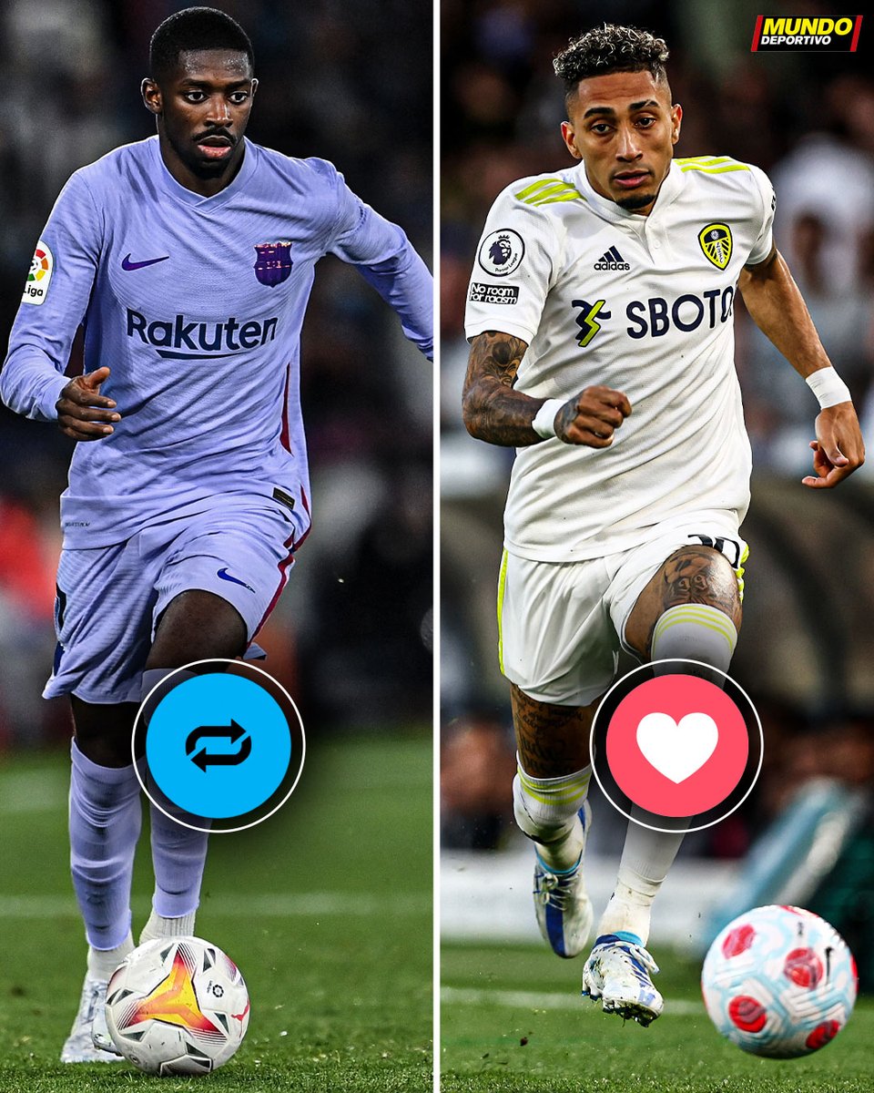 🔵🔴 Si sólo pudieras elegir a uno, ¿con cuál te quedabas? 

🔁 Dembélé 
❤️ Raphinha