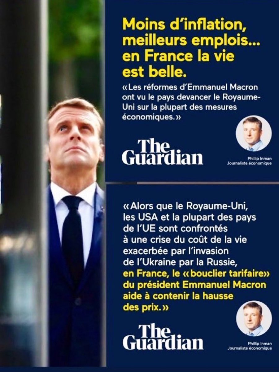 LaurentSegnis's tweet photo. Tandis qu’en France les chantres du défaitisme veulent nous persuader que "tout va mal" puisque "le gouvernement ne fait rien pour protéger les Français", la presse étrangère, elle, plus objective, nous parle vrai.
Bravo @EmmanuelMacron, @Elisabeth_Borne !
Continuons en ce sens https://t.co/AHp5tTzAUz