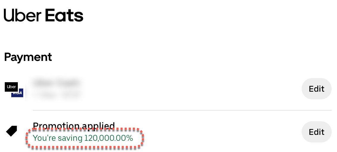 Does this classify as a <a href="/KevlinHenney/">Kevlin Henney</a> ? 120,000% of my food order is ~£50k. :-)