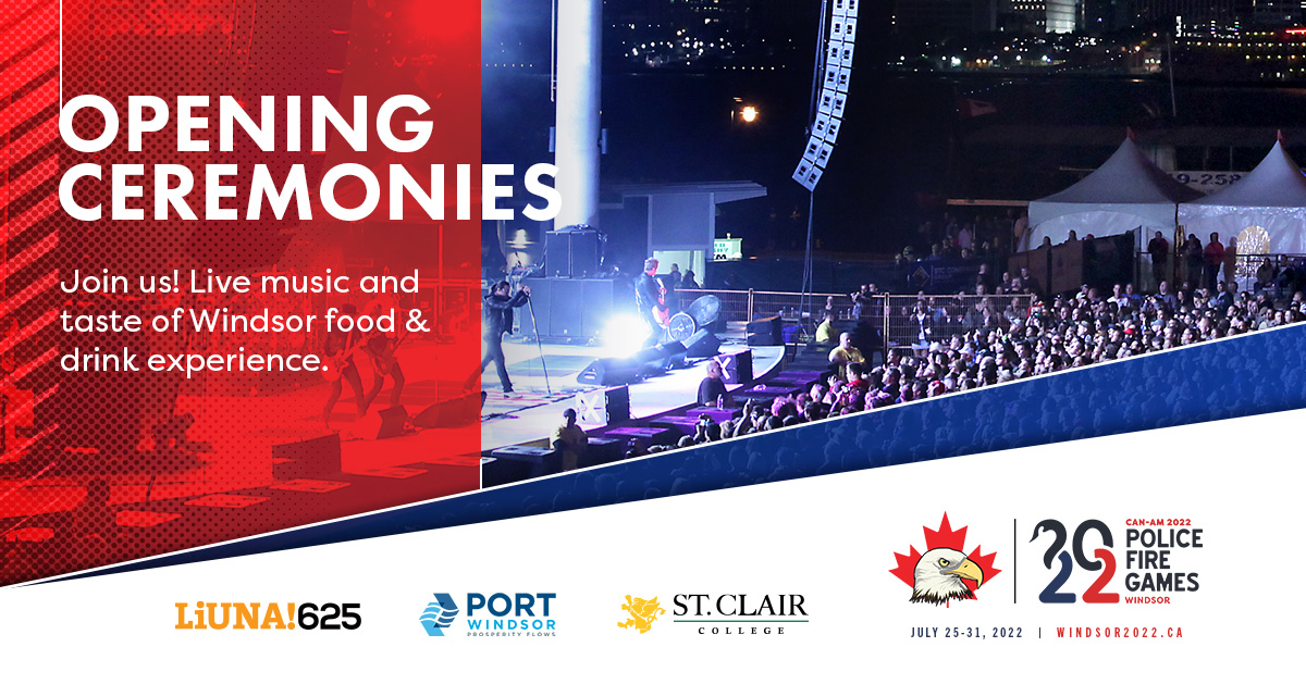 The opening ceremonies for the <a href="/windsor2022/">2022 Can-Am Police-Fire Games</a> CAN-AM Police-Fire Games are just around the corner! Come to Windsor’s riverfront Festival Plaza and watch the fireworks – for FREE! Go to bit.ly/39WlQme for more info