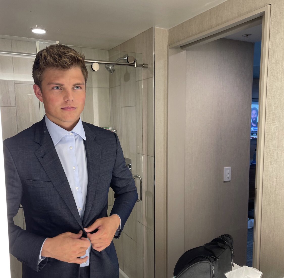 Zach Wilson getting ready for his mom’s book club