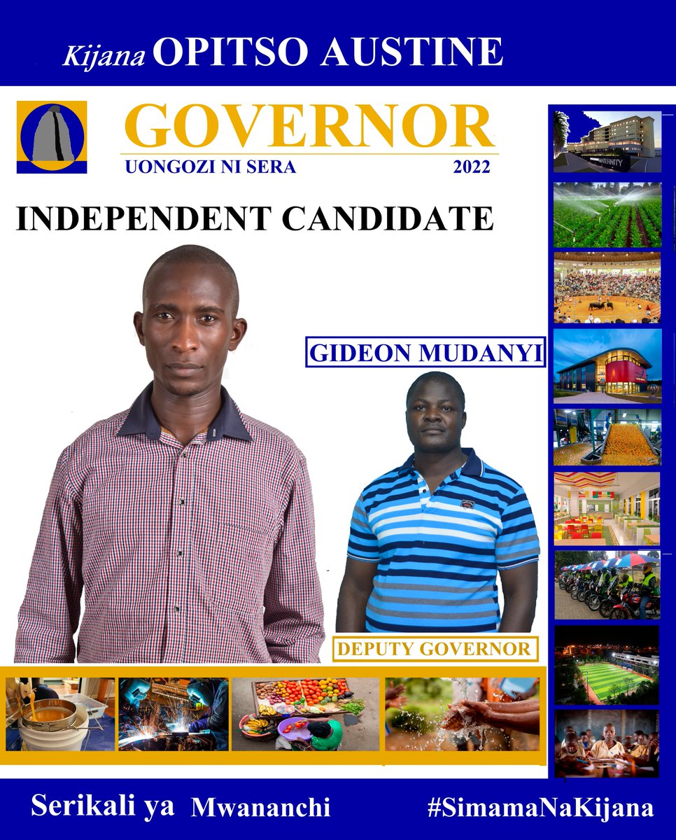 OpitsoAustine's tweet photo. #Young #Fresh #New #independent
Austine Opitso : Governor of Kakamega County Independent Candidate
Gideon Mudanyi : Running mate
Creating opportunities, Improving lives &amp; Livelihoods for the people of Kakamega County
#SimamaNaKijana #UongoziNiSera https://t.co/sw1fRcdj1f