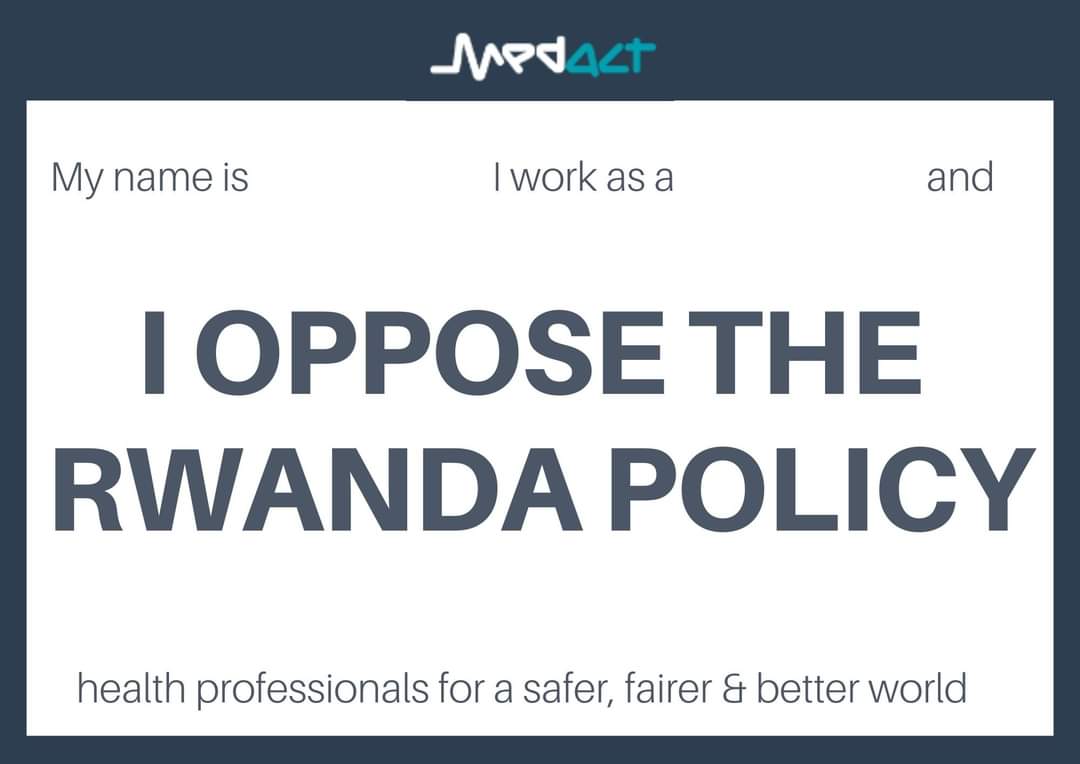 If you are a medical professional concerned about government plans to deport asylum seekers to Rwanda, please add your name to  this letter and share with other colleagues.         

docs.google.com/document/d/1un…

#Medics #MedTwitter #PublicHealth #RwandaDeportation #NotInMyName