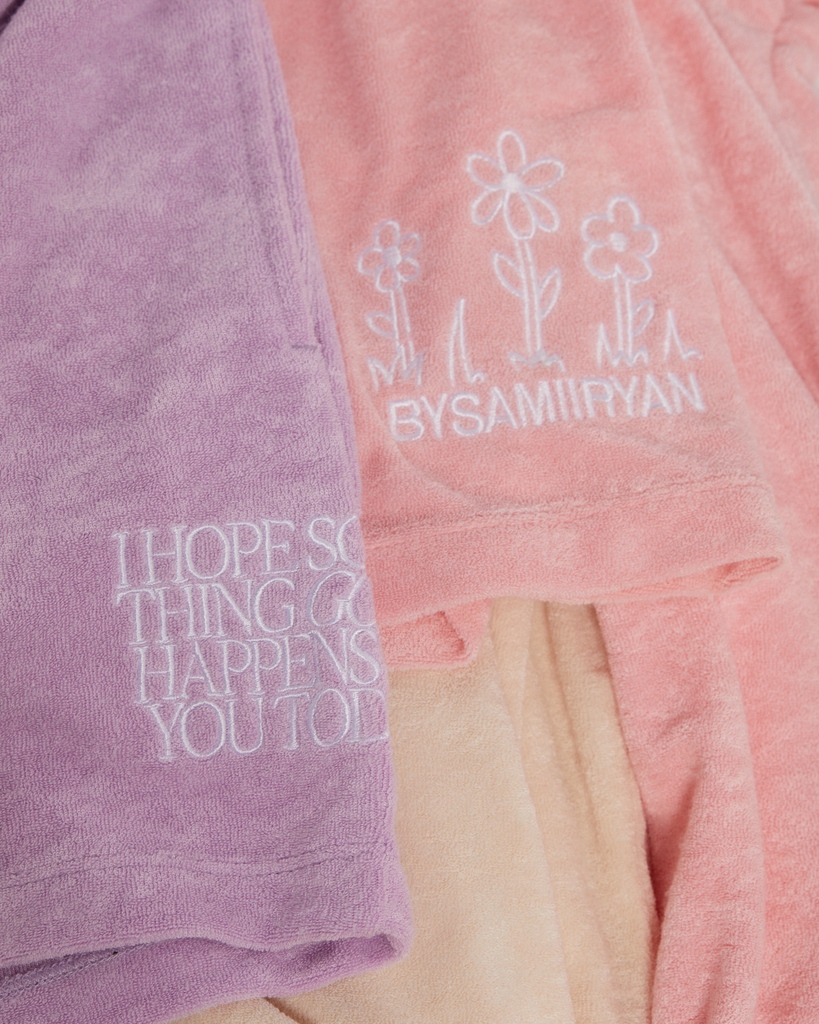 thesamiiryan's tweet image. details of the terry cloth collection ✩ dropping july 17.