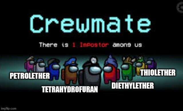 Which one is the impostor?

#chemie #lebensmittelchemie #lebensmittel #lemi #kit #ka #karlsruhe #karlsruhecity #bw #uni #studium #tuberlin #unibonn #tubraunschweig #tudresden #unifau #jlugiessen #unihalle #lab #lernen #meme #chemistrymeme #chemistry #lab… instagr.am/p/Cf2CFEuKF-x/