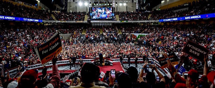 LivePDDave1's tweet photo. The Fake News said the crowd at Trump’s Alaska rally was small. Do these people ever stop lying? https://t.co/d0K6lDhDGK