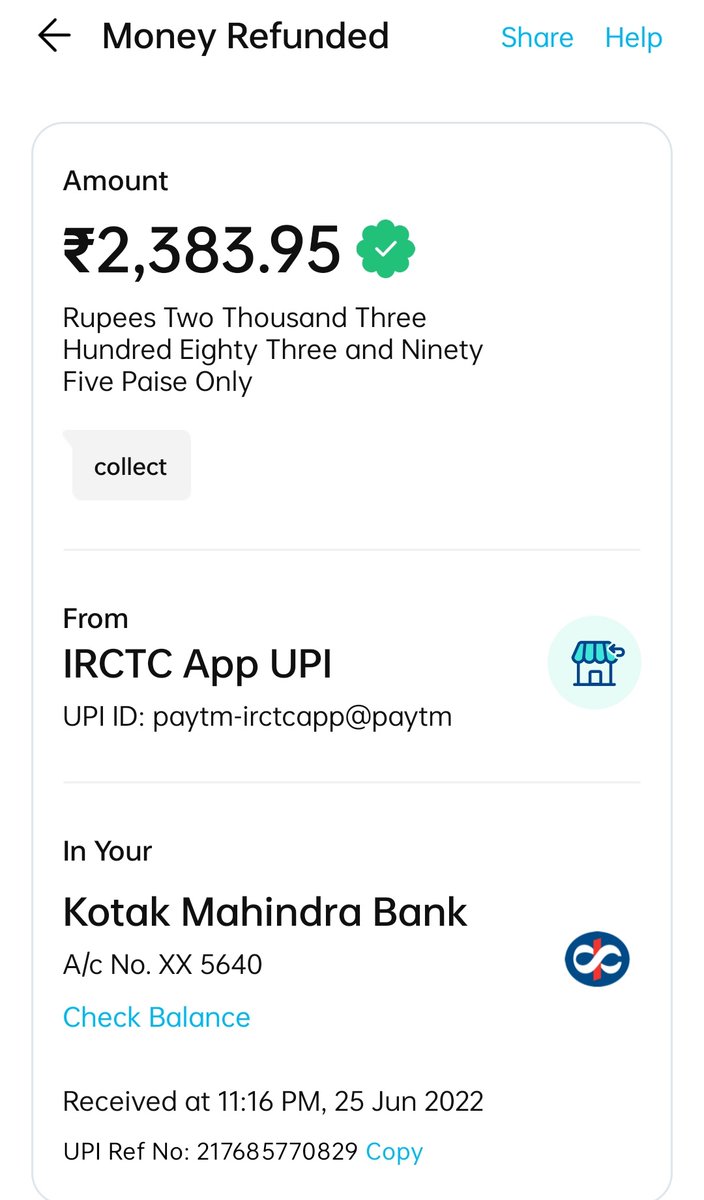 Prof_AndhBhakht's tweet photo. @KotakBankLtd @Paytm @IRCTCofficial tried booking a ticket on 23rd June, transaction failed for no reason, money got deducted and till date I haven't got my refund. Paytm and IRCTC closed the grievance by saying money refunded, then where is the fund? Pathetic service literally. https://t.co/8s27ttXWdS