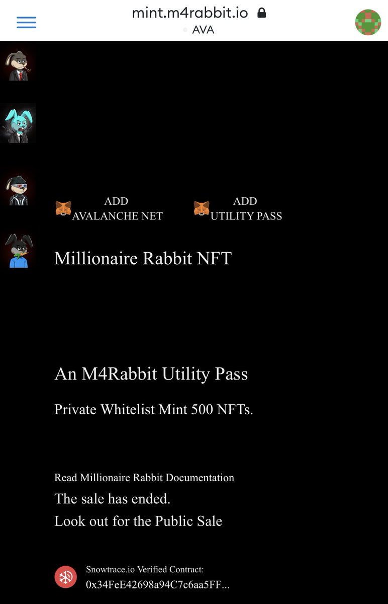 m4rabbit_nft's tweet photo. The M4 Utility pass private sale is SOLD OUT! Thank you community and whales! Shout to @SidneyRichlin @CRYPTOHOMIES_ swooping up the last 40 passes. 
These 500 are the only to have utility beyond the standard 10% and hidden prizes. 
@TeamMoney10 @Johngopekeo @88DynastyNFT https://t.co/INzkVJkOVo
