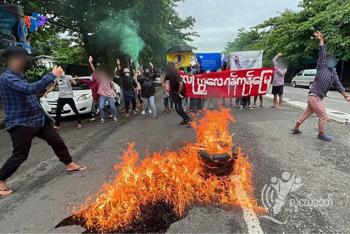 The more junta press the people , the more revolution is accelerated. Youth protesting against the junta in Yangon on 10th July 2022.