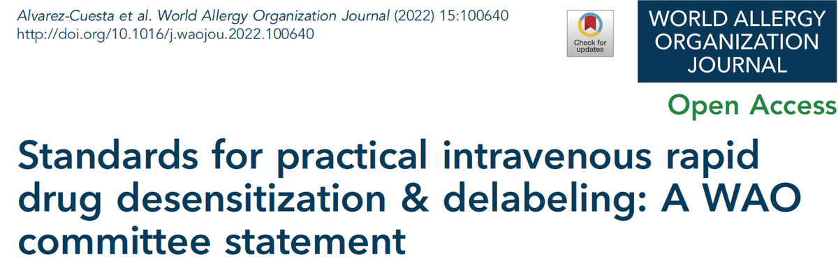 I was honoured to participate in this WAO Committee Statement on intravenous #drugdesensitization and #delabeling. I cannot be more grateful to everyone who took part in this massive undertaking. I hope this helps allergists worldwide. researchgate.net/publication/36…