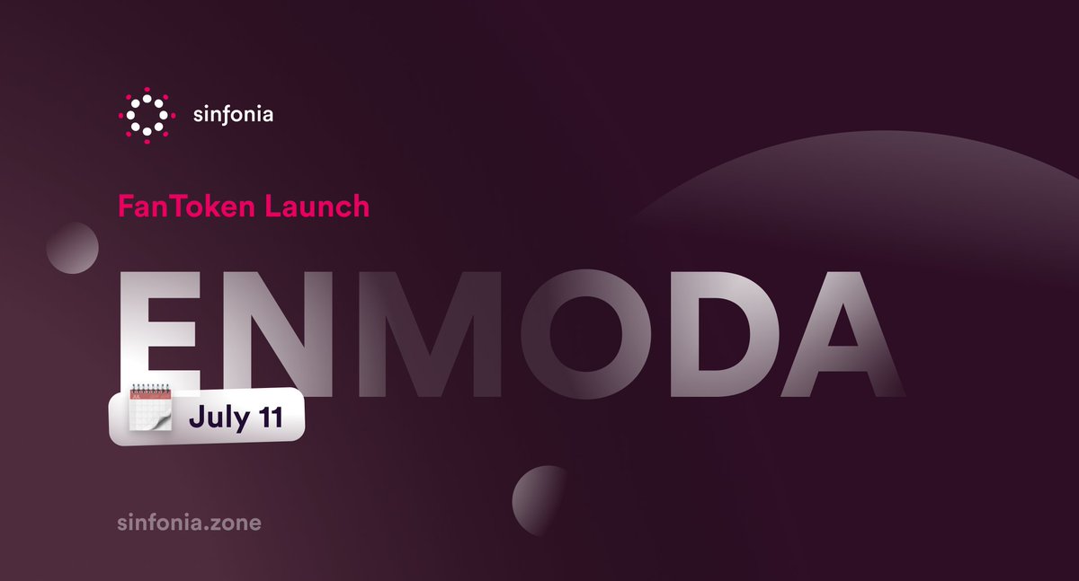 sinfoniazone's tweet photo. 🚨New #FanToken Launch Alert
🥁 #EnModa, organizers of the EnModa #awardceremony that brings together famous artists from 7 continents of the world, is launching the $ENMODA FanToken on #Sinfonia.
🚀 Launch: Monday July 11th!
👇 About $ENMODA
https://t.co/wEayu46hOZ https://t.co/FOTLcyF2mG