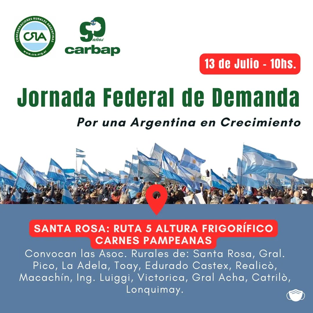 ❌ Jornada Federal de Protesta ❌

El miércoles 13 de julio nos manifestamos en distintos puntos de Buenos Aires y La Pampa a partir de las 10 hs. 

Puntos de encuentro:

📍Azul
📍Chascomús
📍Guamini

Por una Argentina en crecimiento 🇦🇷

Hilo (1 de 3)