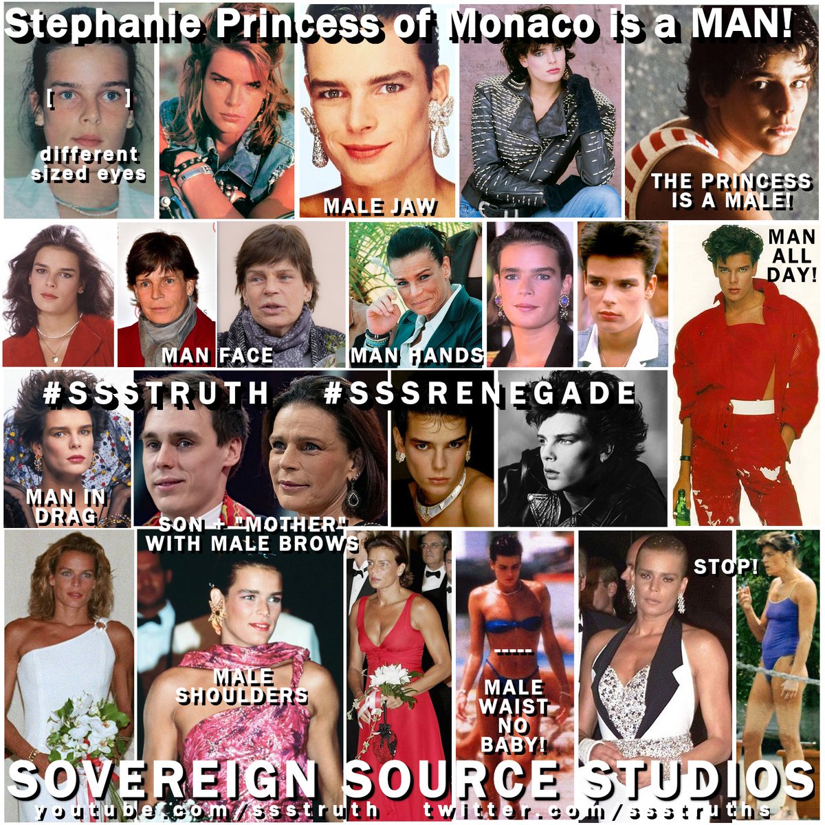 ssstruths's tweet photo. DOUBLE TWEET #2 Grace Kelly's "daughter" current #PrincessofMonaco Stéphanie is a man like all Royals are! #KateMiddleton #MeghanMarkle #PrincessDiana Discuss on https://t.co/UmlJLRAq10 or see all posts https://t.co/g0ayNwFyxd #SSSTruth #SSSRenegade #GraceKelly #transvestigation https://t.co/8kJJy0v73C
