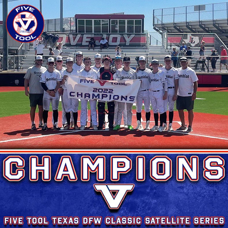 ✭Five Tool Texas✭ (@fivetooltexas) on Twitter photo 🏆Champions🏆
Congrats to <a href="/Sandlot_Tulsa/">Sandlot Baseball</a> 17U Troxell on winning the 17U Championship of the <a href="/FiveTool/">Five Tool Baseball</a> Texas DFW Classic Satellite Series.
#WatchEm 🏆Champions🏆
Congrats to <a href="/Sandlot_Tulsa/">Sandlot Baseball</a> 17U Troxell on winning the 17U Championship of the <a href="/FiveTool/">Five Tool Baseball</a> Texas DFW Classic Satellite Series.
#WatchEm