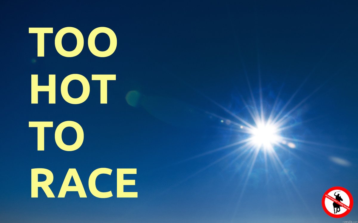 DAHorseRacing's tweet photo. Too hot to race!

#newtonabbot #racecourse #racing #toohottorace #summer #toohot #horseracing #animalabuse #youbettheydie #crueltyyoucanbeton #boycotthorseracing #horses #horse #vegan #animalcruelty #racingkills https://t.co/5Sm1DtNCsn