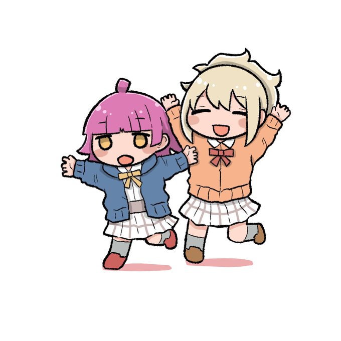 はしゃぐふたり
 #朝りなあいは健康にいいですからね
#lovelive 
#虹ヶ咲 