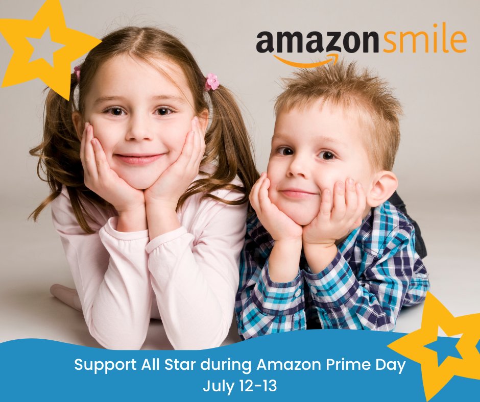 Excited for #PrimeDay deals? Choose All Star as your Amazon Smile charity and .5% of eligible purchases will be donated to us at no additional cost to you! Shop &amp; help kids in #FosterCare at the same time!  smile.amazon.com/charity