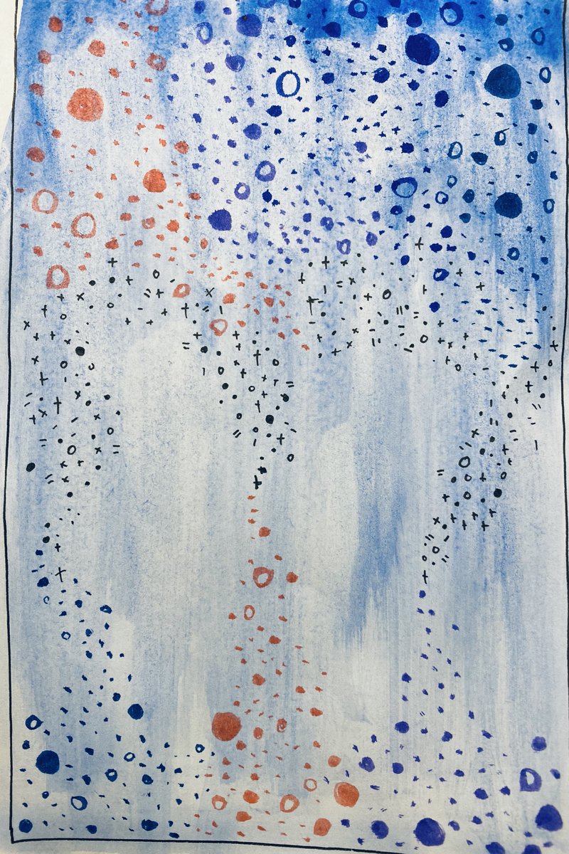 Dots series.  Watercolor, watercolor pen, and black ink on paper.  Entitled: 'Corpuscular Reverberations' #watercolor #watercolorabstract #abstract #abstractpainting #abstractartwork