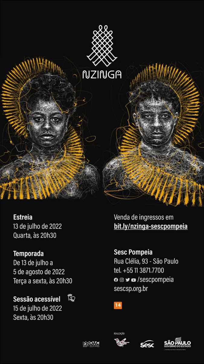 abalsanelli's tweet photo. A história da rainha angolana Nzinga, que a @IzaReal mostrou no #Fantástico, está no espetáculo Nzinga que estreia essa semana no Sesc Pompeia https://t.co/BWUJfrOeW5