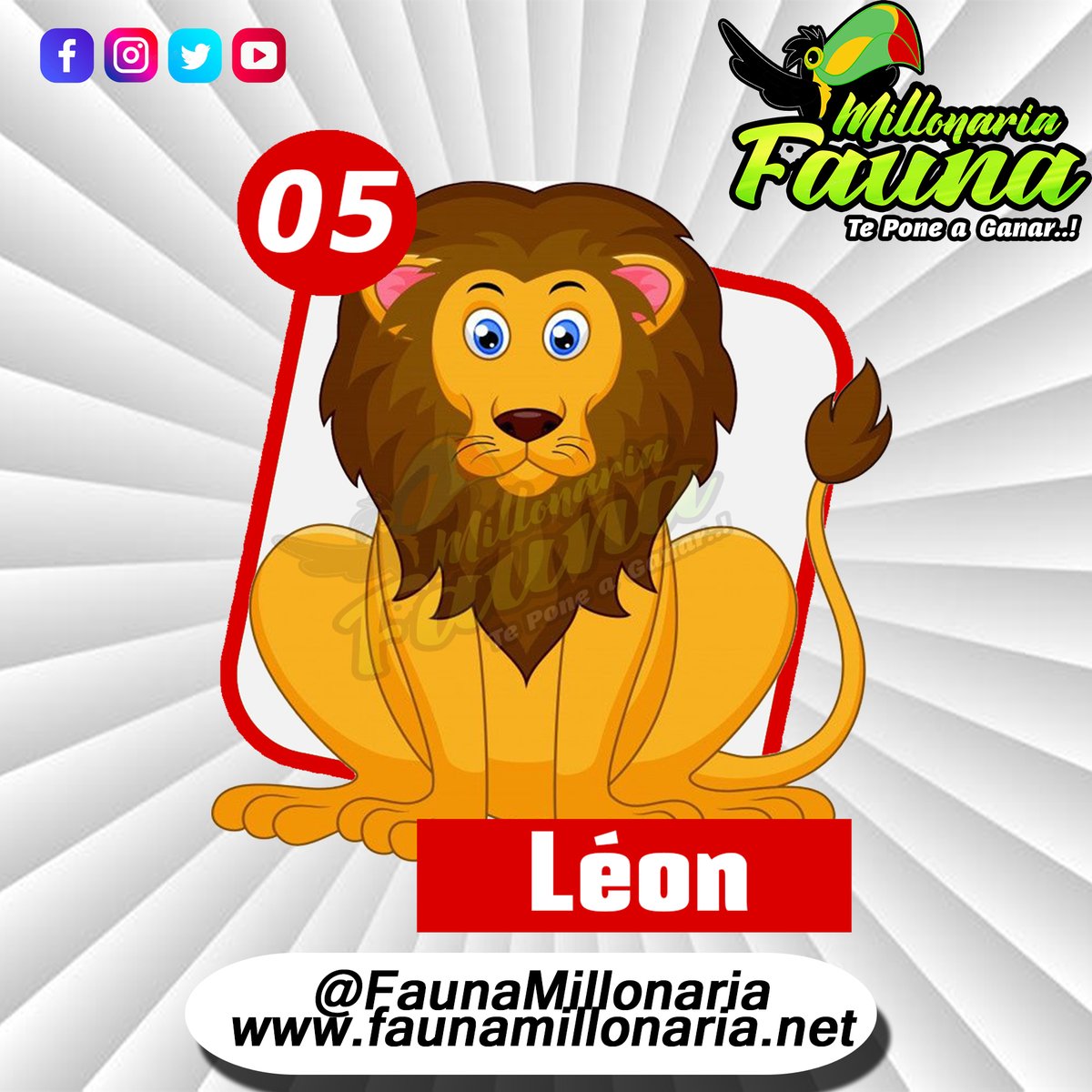 Fauna Millonaria 
Fecha 10/07/2022 
Hora : 5:30 Pm 
05 Leon
Telegram - t.me/minifauna                    
Web : faunavzla.net