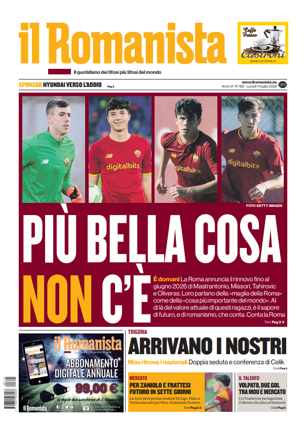 ilRomanistaweb's tweet photo. La prima pagina dell'11 luglio 2022 https://t.co/5B9sFkzNjb