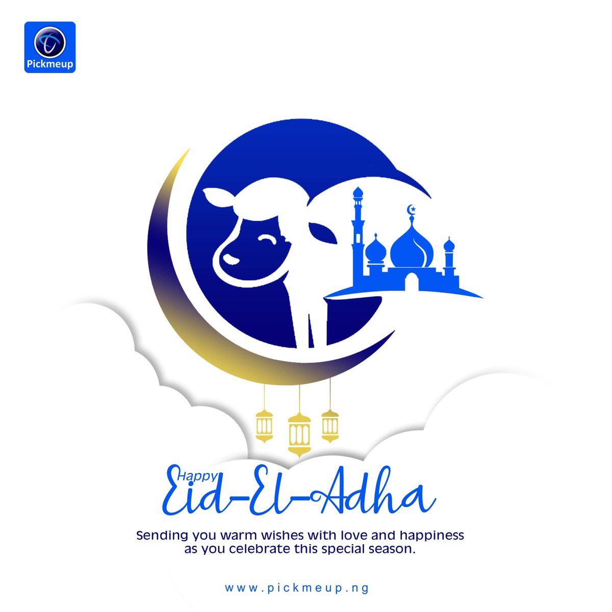Happy Eid Al Adha from all of us @pickmeupng It's our prayer that the peace and blessings of the season be with you and yours, now and always. We wish you an outstanding celebration. For booking or further assistance visit pickmeup.ng #EidMubarak #eidaladha2022