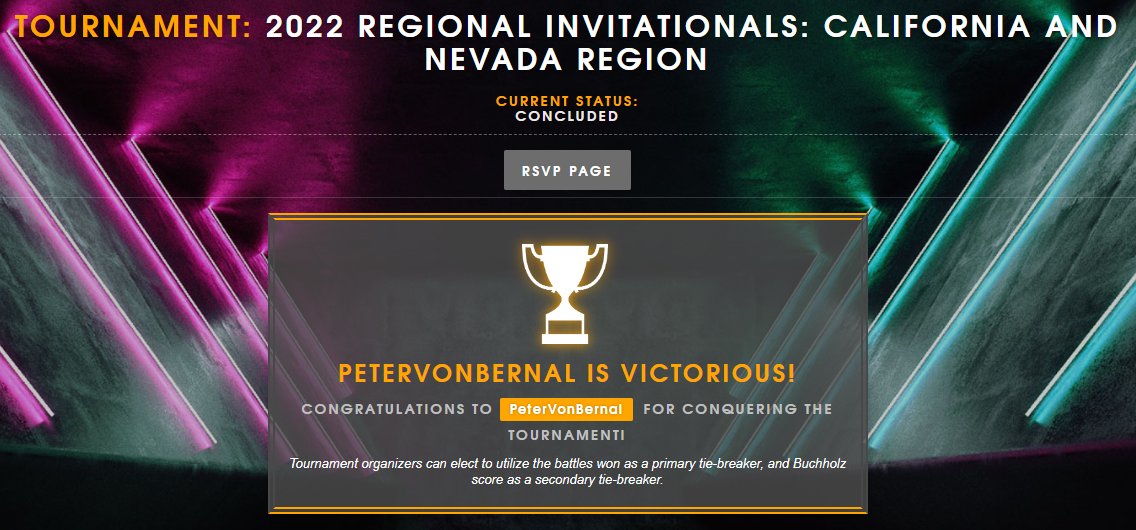 Huge congrats!  Our very own PeterVonBernal and the captain <a href="/Tonyjr3850/">Anthony Bartilotta</a> have swept their regional tournaments! 🔥🔥🔥

Tony didn't drop a single game en route to the trophy! 🤯