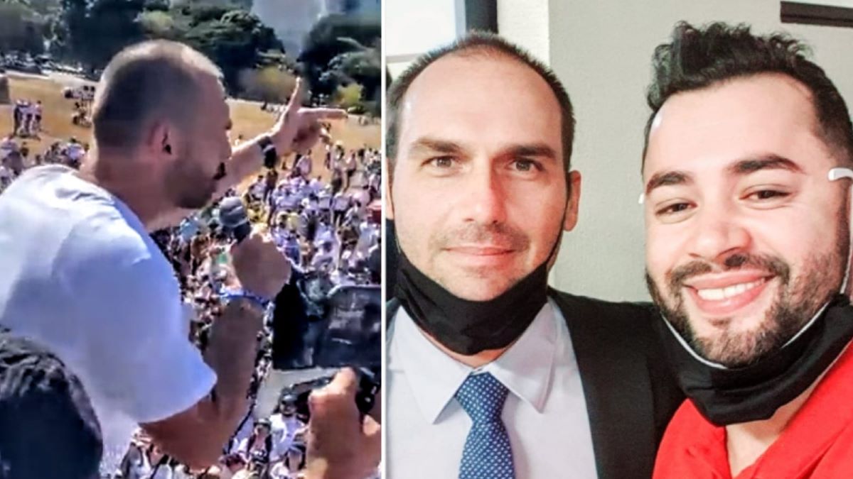 revistaforum's tweet photo. Incendiando o Brasil

“Não tem que respeitar a esquerda”, diz Eduardo Bolsonaro, que tem foto com assassino

Discurso incendiário em ato pró-armas em Brasília foi horas antes de crime, ocorrido no Paraná. Veja

Leia mais: https://t.co/8oj25pwGK7 https://t.co/HN9VwPVzkj