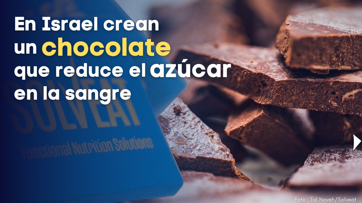 IsraelinMexico's tweet photo. Luchando contra la prediabetes.. ¿con chocolate?: En #Israel crearon una golosina que ayuda a controlar el azúcar en sangre🍫
La empresa Solveat de Israel desarrolla alimentos funcionales que combinan hierbas medicinales en bloques de #chocolate!
Más info🔗https://t.co/cD3a9CxkP3 https://t.co/Dpu6fQfGxW