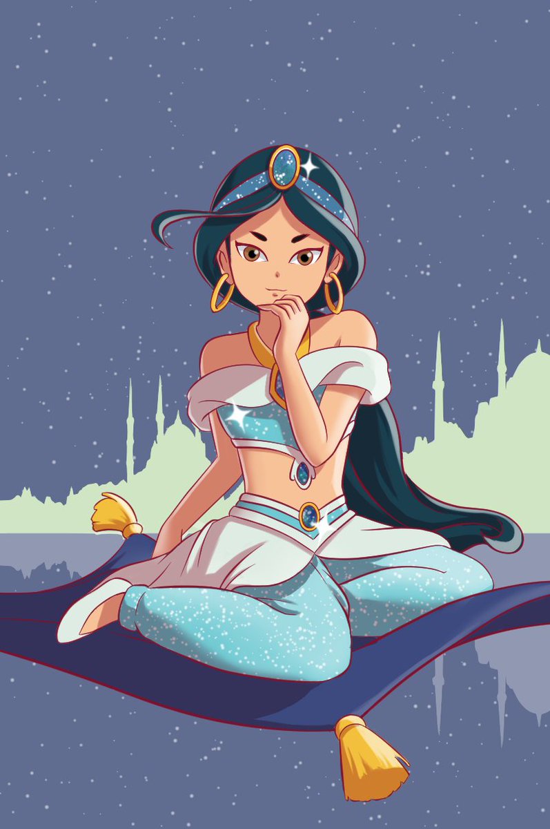 ディズニープリンセス6枚目 ノ ジャスミンです 実写版のアラジンも ポリポリ ポリンキーのイラスト