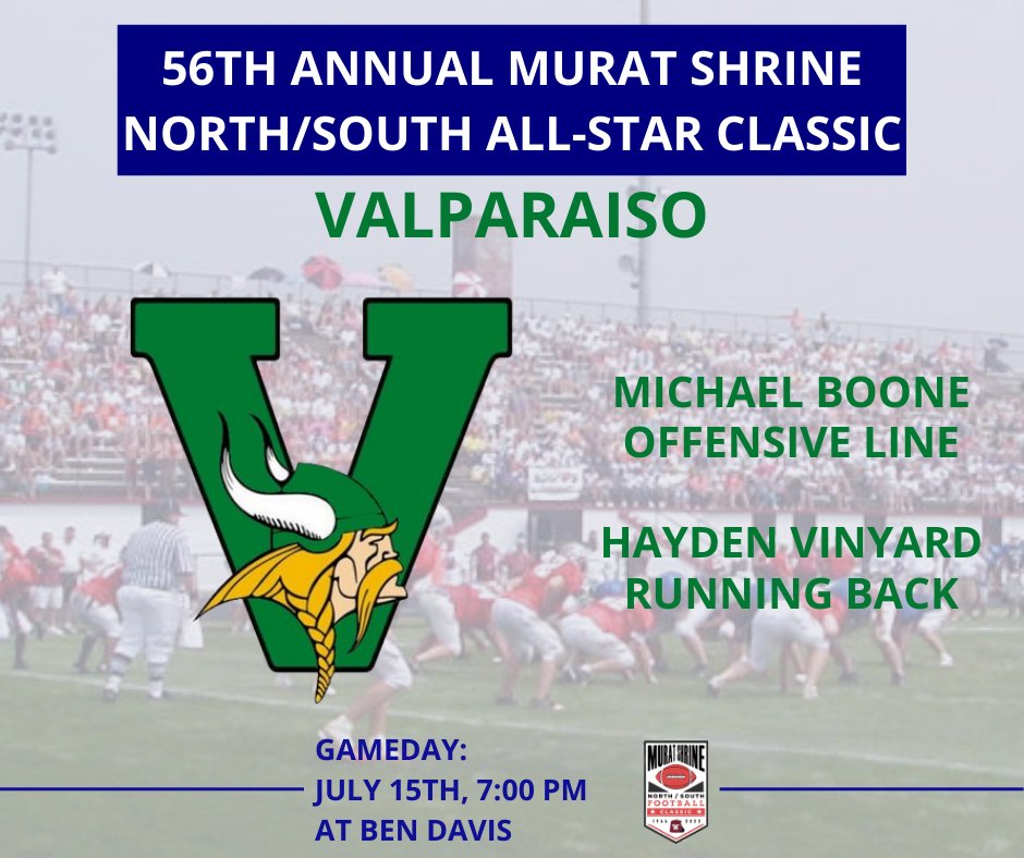 Michael Boone and Hayden Vinyard will represent Valparaiso High School in the Murat Shrine North South All Star Classic

<a href="/AthleticsValpo/">Valparaiso Athletics</a> <a href="/HaydenVinyard/">.</a>