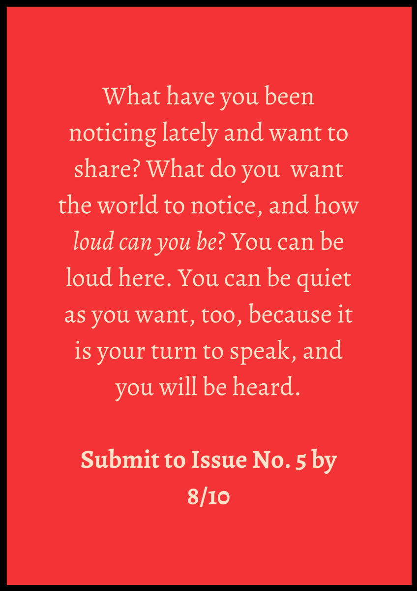 My darlings, I am so happy to announce that we are once again open to submissions! The theme for our upcoming issue will be the word "listen," so send us your poems about music, current events, personal triumphs, and whatever else you want to be heard!

mawpoetrymagazine.com/submit