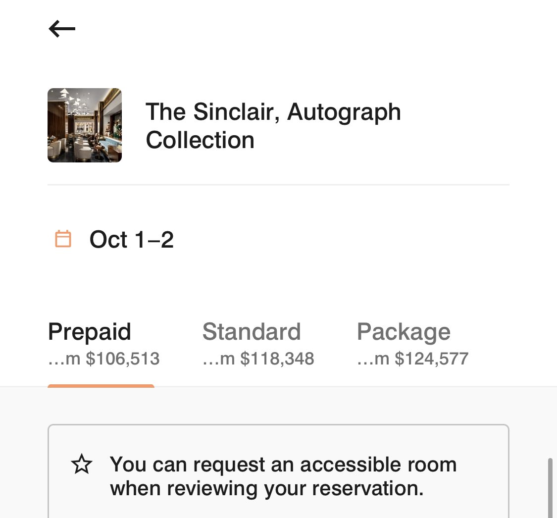 katiey424's tweet photo. @MBonvoyAssist I appreciate you reaching out. I’m attempting to book for October 1. My friends and I continue to see this high rate. I will call reservations instead. Thanks! https://t.co/bpOfcTkHRs
