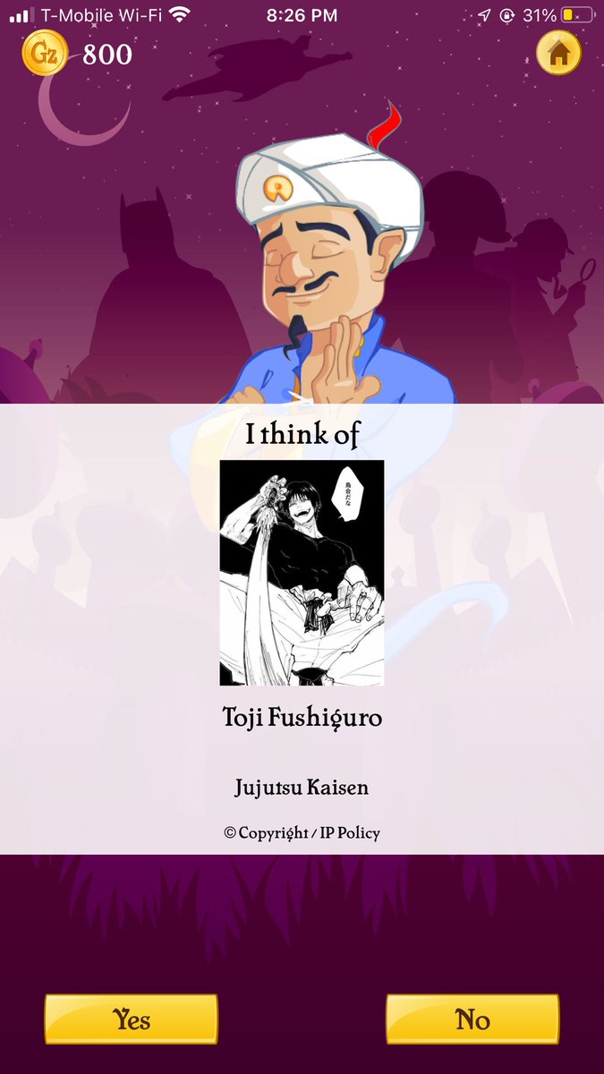 trying to get akinator to guess kurono and it pulls this shit